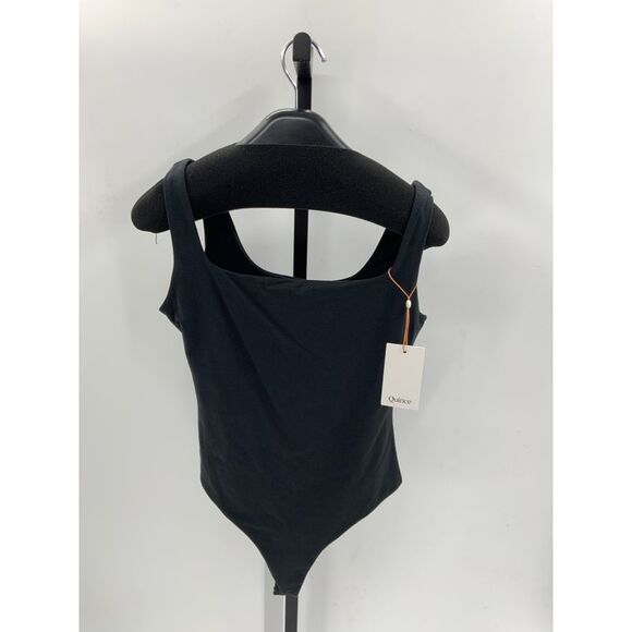 Quince Women's Stretch Cotton Jersey Square Neck Tank Bodysuit Black S - Picture 1 of 1